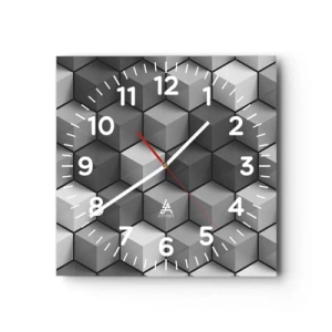 Wanduhr - Glasuhr - Kubistisches Puzzle - 40x40 cm