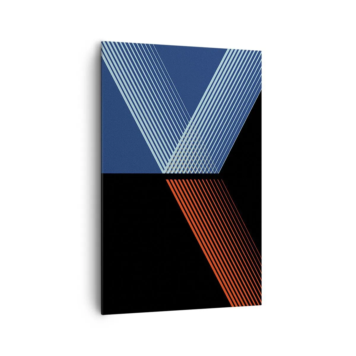 Bild auf Leinwand - Leinwandbild - Geometrische Linien in Rot- und Blautönen - 80x120cm - Eine einfache Geschichte - Moderne Wanddekoration für Wohnzimmer und Schlafzimmer ARTTOR