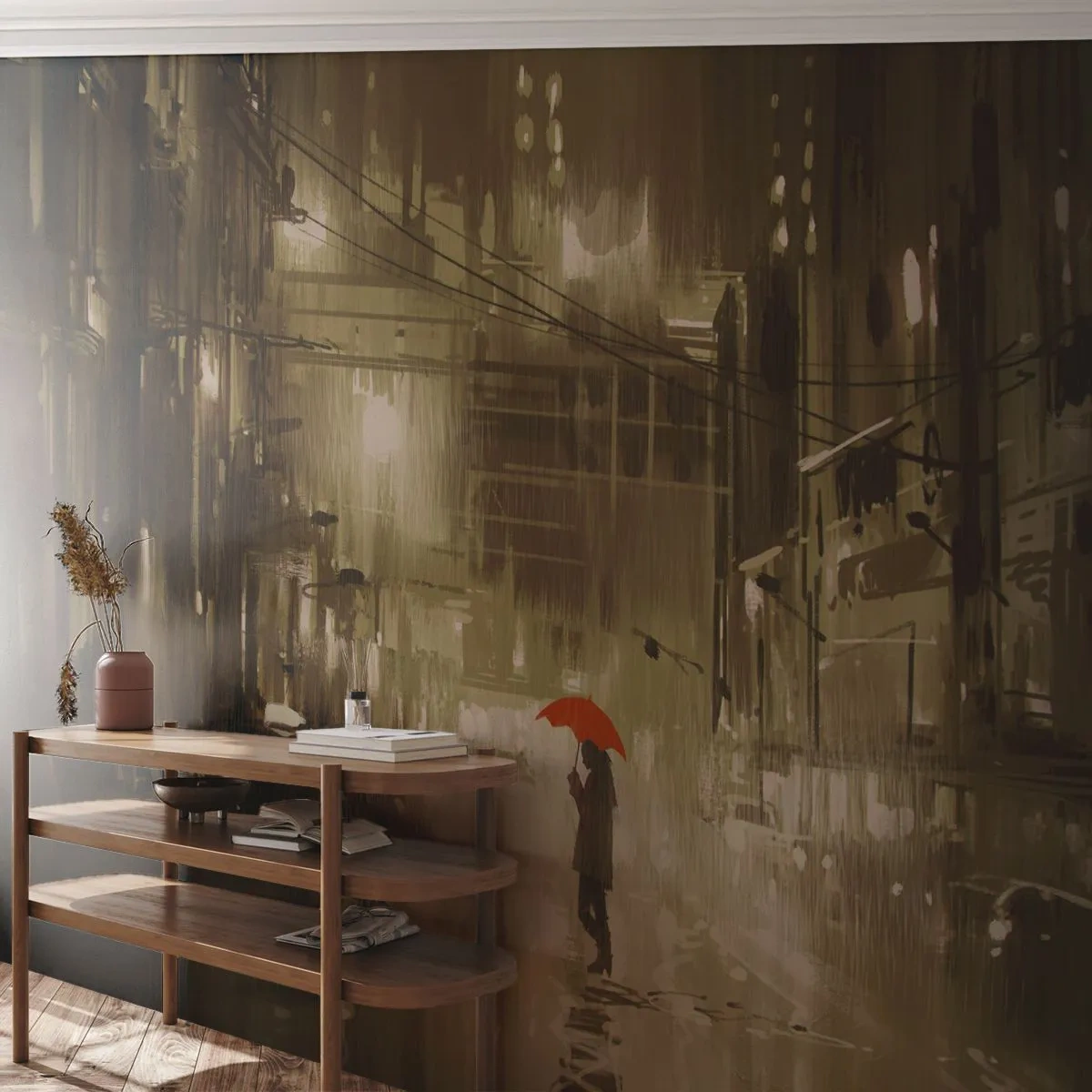 Selbstklebende Fototapete Deluxe Sticker - Allein aber nicht einsam - Stadt, Frau, Die Architektur - 500x350 cm