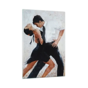 Glasbild - Bild auf glas - Ein tanzendes Paar in einer eleganten, sinnlichen Aufnahme - 80x120cm - Tango meiner Träume und Träume - Moderne Wanddekoration für Wohnzimmer und Schlafzimmer ARTTOR