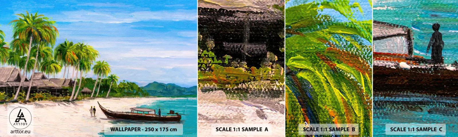 Fototapetenmuster Standard Eco - Exotischer Traum - Strand, Exotik, Palmen - 100x30 cm