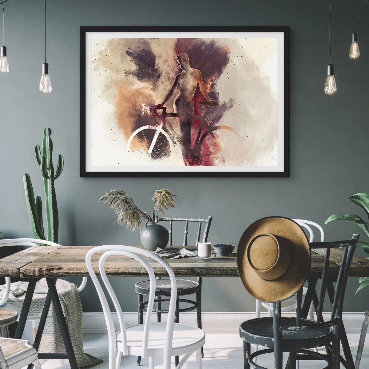 Poster in einem schwarzem Rahmen - Eine Fahrradseele in Marmorformen - 40x30 cm