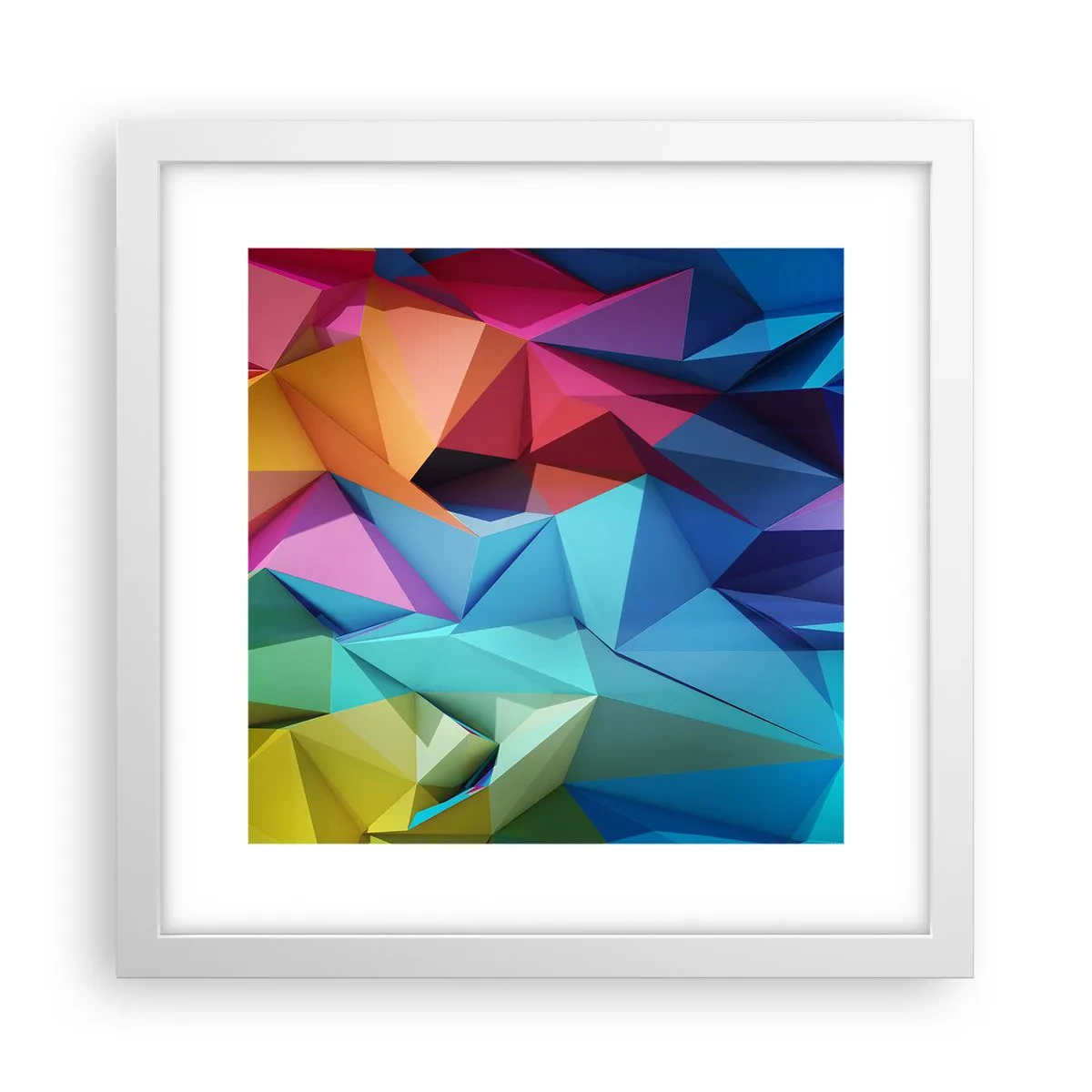 Poster in einem weißen Rahmen - Regenbogen-Origami - 30x30 cm