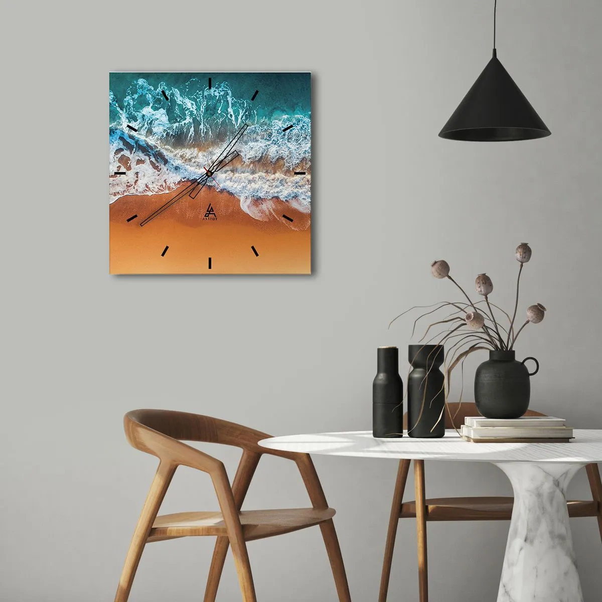 Wanduhr - Glasuhr - Immer Hand in Hand - 40x40 cm