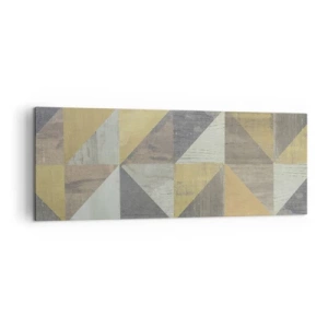 Bild auf Leinwand - Leinwandbild - Geometrische Komposition aus Dreiecken in erdigen Farbtönen - 140x50cm - Am Winkel des Dreiecks - Moderne Wanddekoration für Wohnzimmer und Schlafzimmer ARTTOR