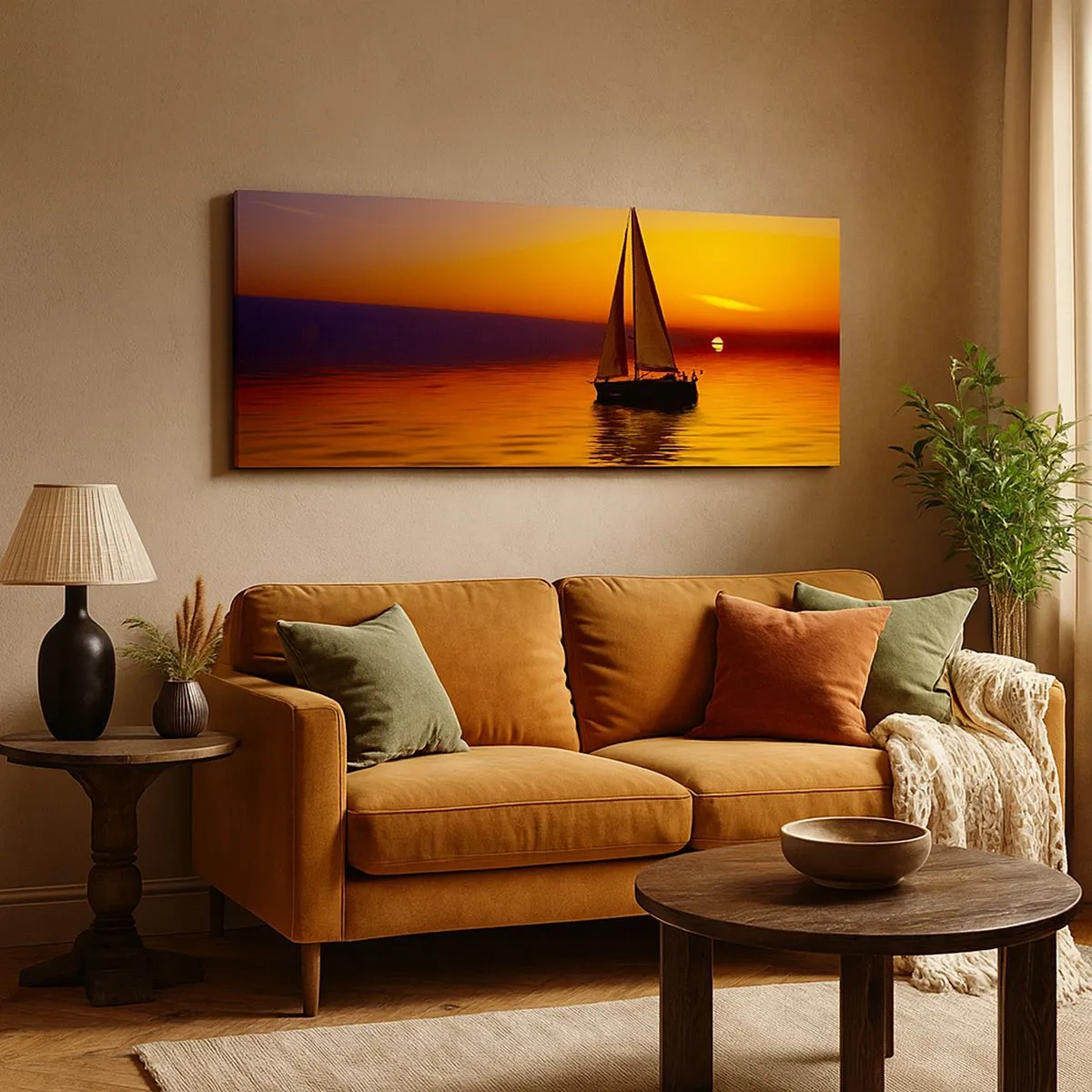 Bild auf Leinwand - Leinwandbild - Wie ruhig es hier in der Abenddämmerung ist... - 100x40 cm