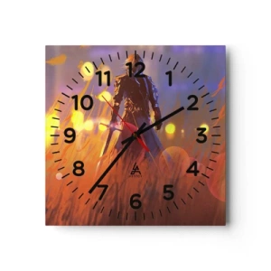 Wanduhr - Glasuhr - Fahrender Ritter - 30x30 cm