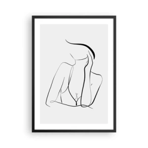 Poster in einem schwarzem Rahmen - Eine minimalistische Linie, die die Silhouette einer Frau darstellt - 50x70cm - Auf der Traumwelle - Moderne Wanddekoration für Wohnzimmer und Schlafzimmer ARTTOR