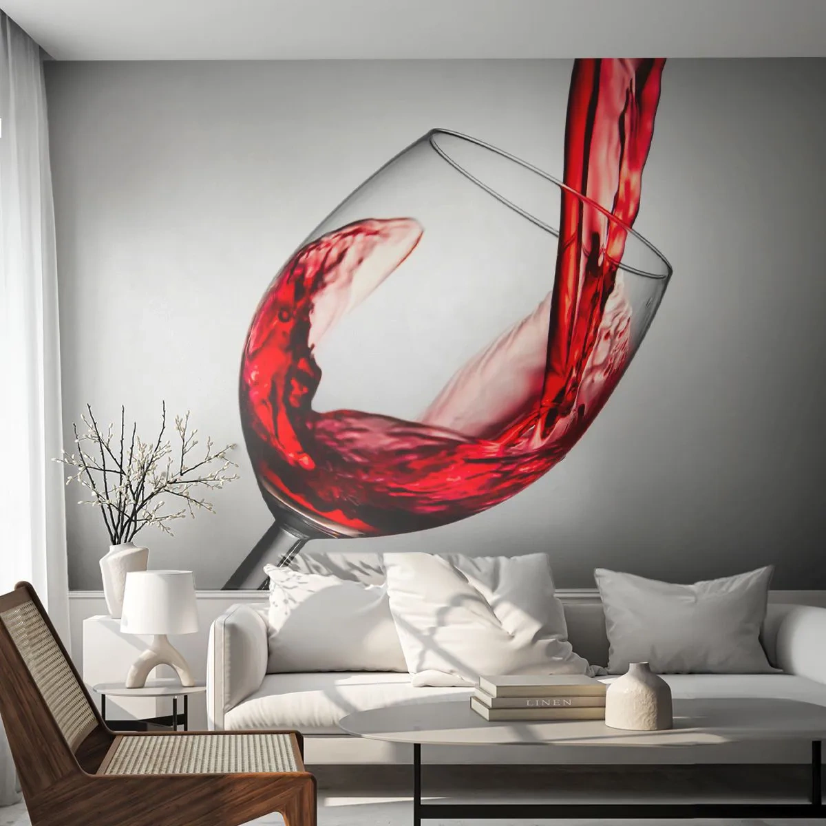 Fototapete Premium Canvas - Farbe – Bewegung – Klang - Weinglas, Rotwein, Gastronomie - 250x175 cm