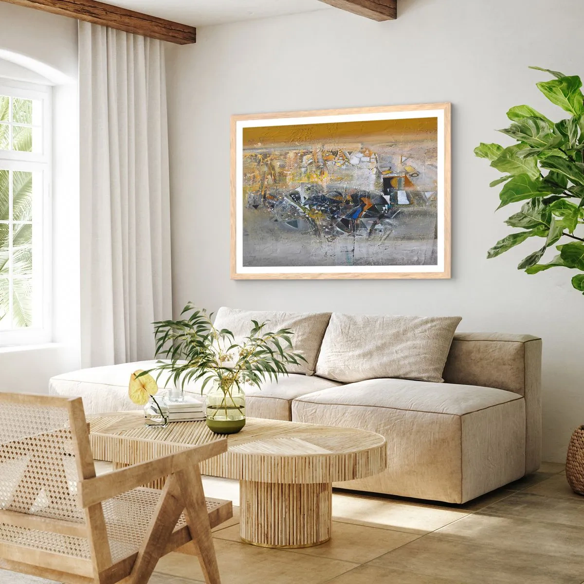 Poster in einem Rahmen aus heller Eiche - Alles wird gut - 70x50 cm