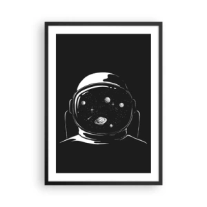 Poster in einem schwarzem Rahmen - Astronaut mit dem Weltraum in seinem Helm - 50x70cm - Schöne Aussicht - Moderne Wanddekoration für Wohnzimmer und Schlafzimmer ARTTOR