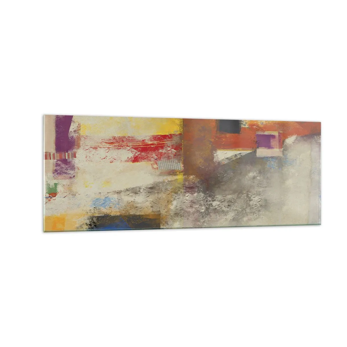 Glasbild - Bild auf glas - Bunte Abstraktion mit geometrischen Formen - 140x50cm - Geometrie der Farben - Moderne Wanddekoration für Wohnzimmer und Schlafzimmer ARTTOR
