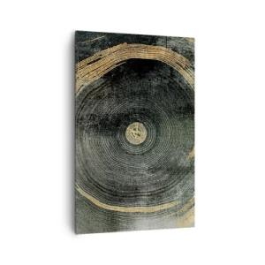 Bild auf Leinwand - Leinwandbild - Konzentrische Kreise mit goldenen Akzenten - 80x120cm - Veränderung und Beständigkeit - Moderne Wanddekoration für Wohnzimmer und Schlafzimmer ARTTOR