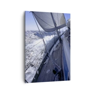 Bild auf Leinwand - Leinwandbild - Ein Segelboot in stürmischer See mit weißen Segeln und einem Holzdeck. - 50x70cm - Ich weiß was es heißt ein Vogel zu sein - Moderne Wanddekoration für Wohnzimmer und Schlafzimmer ARTTOR