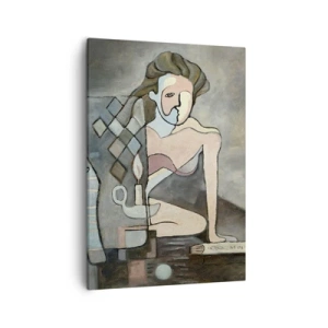 Bild auf Leinwand - Leinwandbild - Abstrakte Figuren in einer symbolischen Komposition mit tiefer Bedeutung - 50x70cm - Mosaik aus Geist und Materie - Moderne Wanddekoration für Wohnzimmer und Schlafzimmer ARTTOR