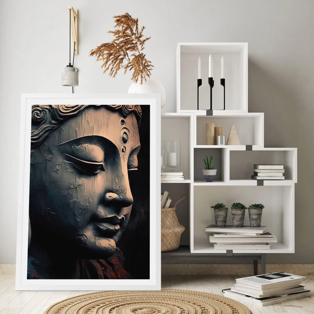 Poster in einem weißen Rahmen - Im Einklang mit der Welt - 61x91 cm