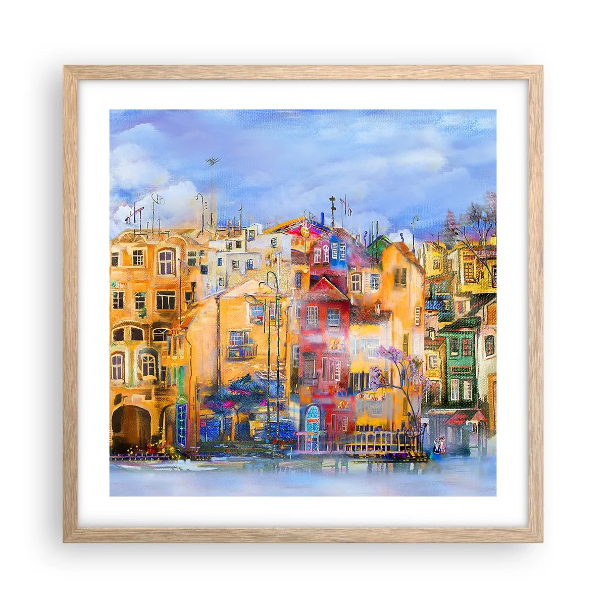 Poster in einem Rahmen aus heller Eiche - Wir sind zusammen - 50x50 cm