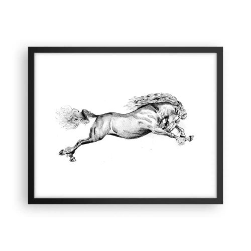 Poster in einem schwarzem Rahmen - Im Galopp festgehalten - 50x40 cm