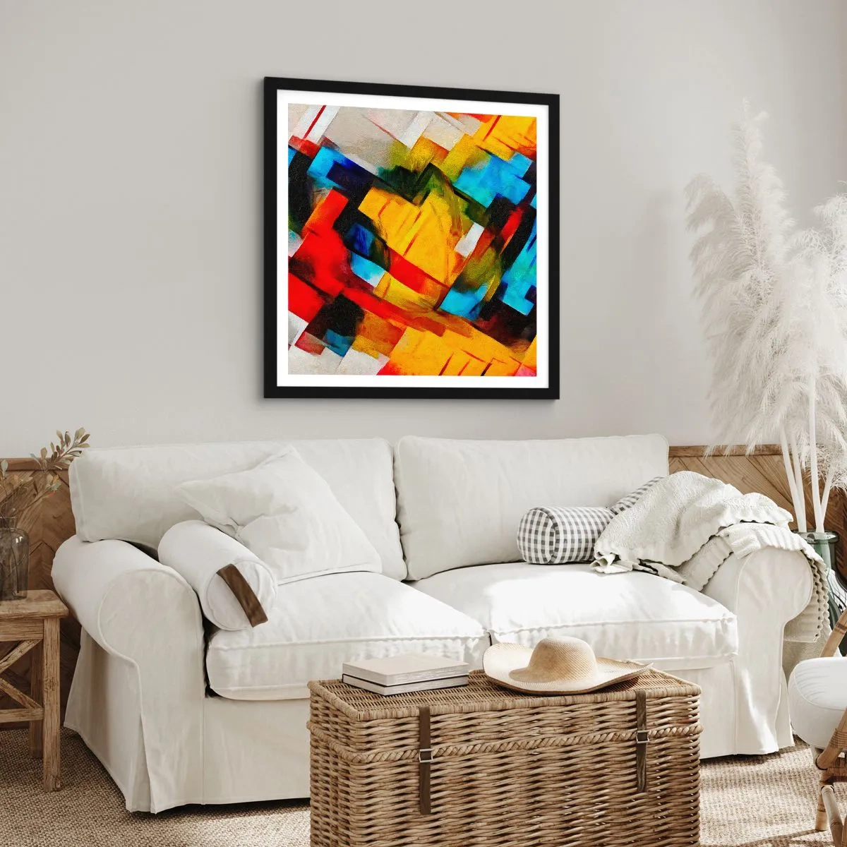 Poster in einem schwarzem Rahmen - Ein bunter Interleaver - 30x30 cm