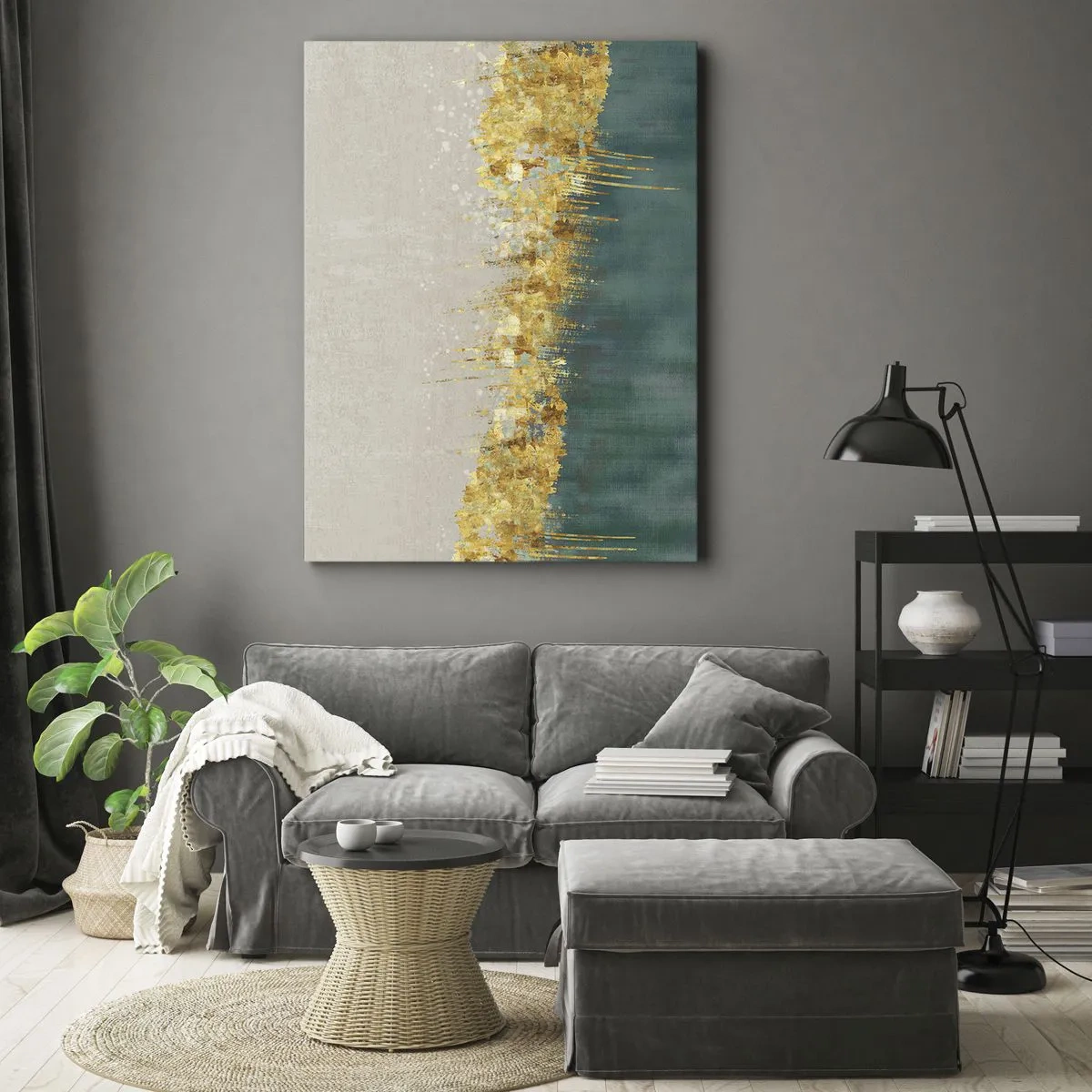 Bild auf Leinwand - Leinwandbild - Goldener Rand - 55x100 cm