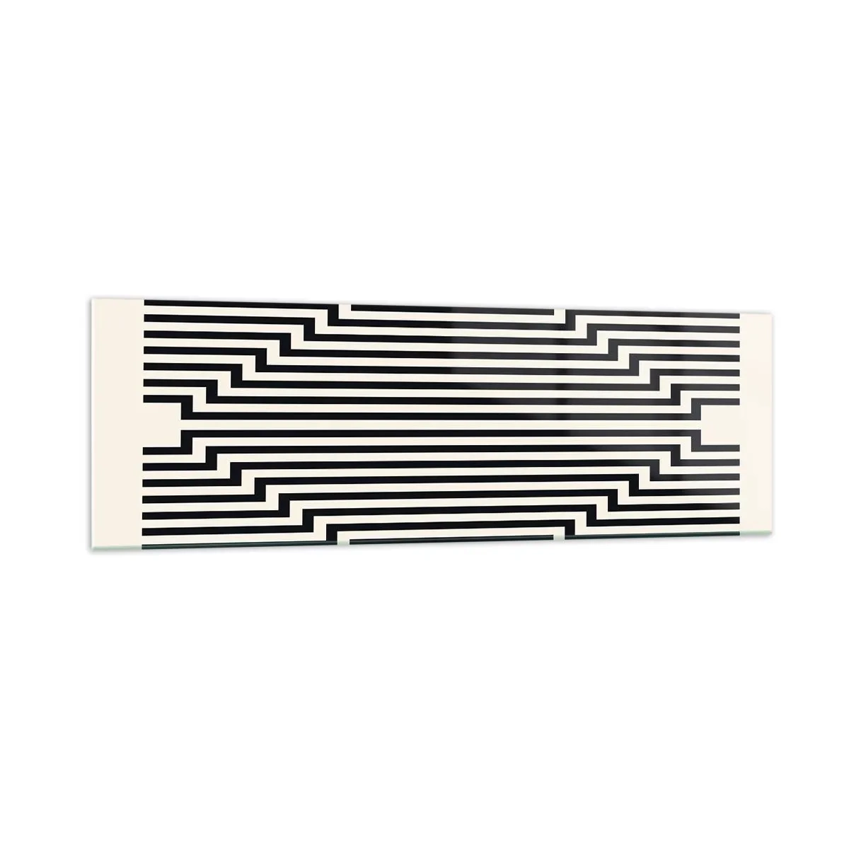 Glasbild - Bild auf glas - Schwarze und weiße Linien erzeugen einen geometrischen Illusionseffekt - 160x50cm - Geometrische Illusion - Moderne Wanddekoration für Wohnzimmer und Schlafzimmer ARTTOR