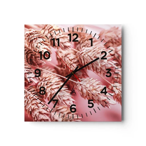 Wanduhr - Glasuhr - Eine Blumenkaskade in Rosa - 40x40 cm
