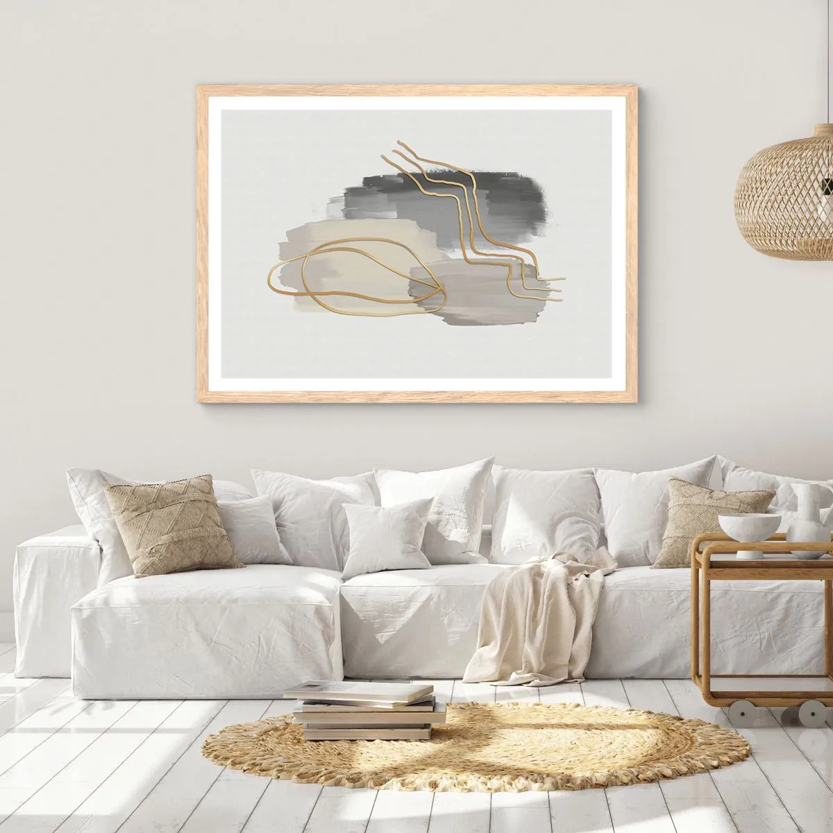 Poster in einem Rahmen aus heller Eiche - Dauer und Bewegung - 50x40 cm