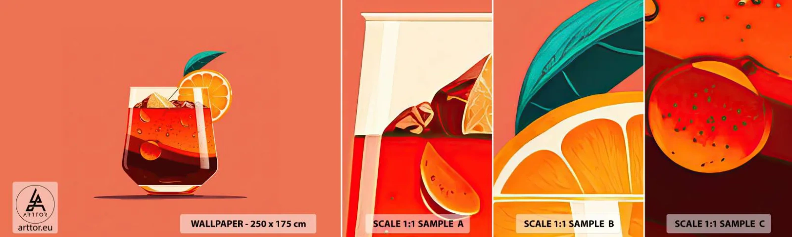 Fototapetenmuster Standard Eco - Sommerliche Erfrischung - Cocktail, Trinken, Trinken - 100x30 cm