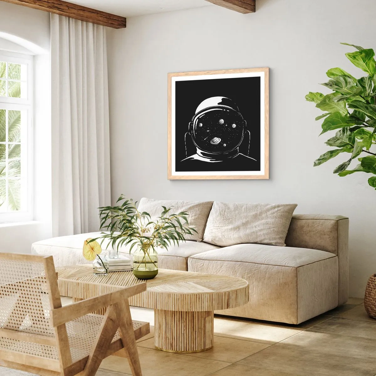 Poster in einem Rahmen aus heller Eiche - Schöne Aussicht - 60x60 cm