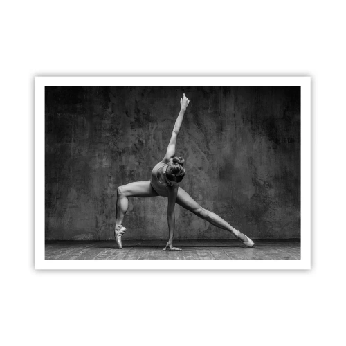 Poster - Eine Tänzerin in künstlerischer Pose vor einer rohen Wand - 100x70cm - Das Ideal des Gleichgewichts - Moderne Wanddekoration für Wohnzimmer und Schlafzimmer ARTTOR