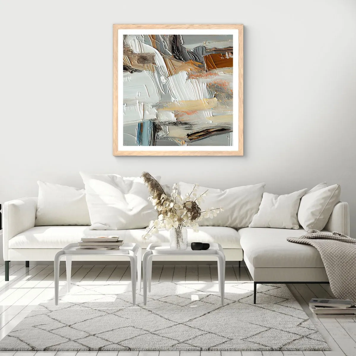 Poster in einem Rahmen aus heller Eiche - Bunte Schichten - 60x60 cm