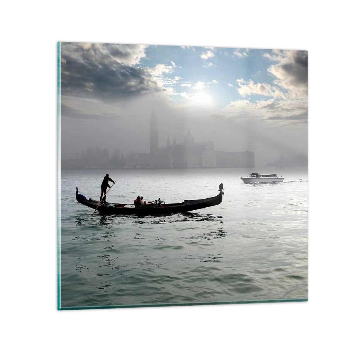 Glasbild - Bild auf glas - Eine fabelhafte Stadt aus Wasser und Nebel - 40x40 cm