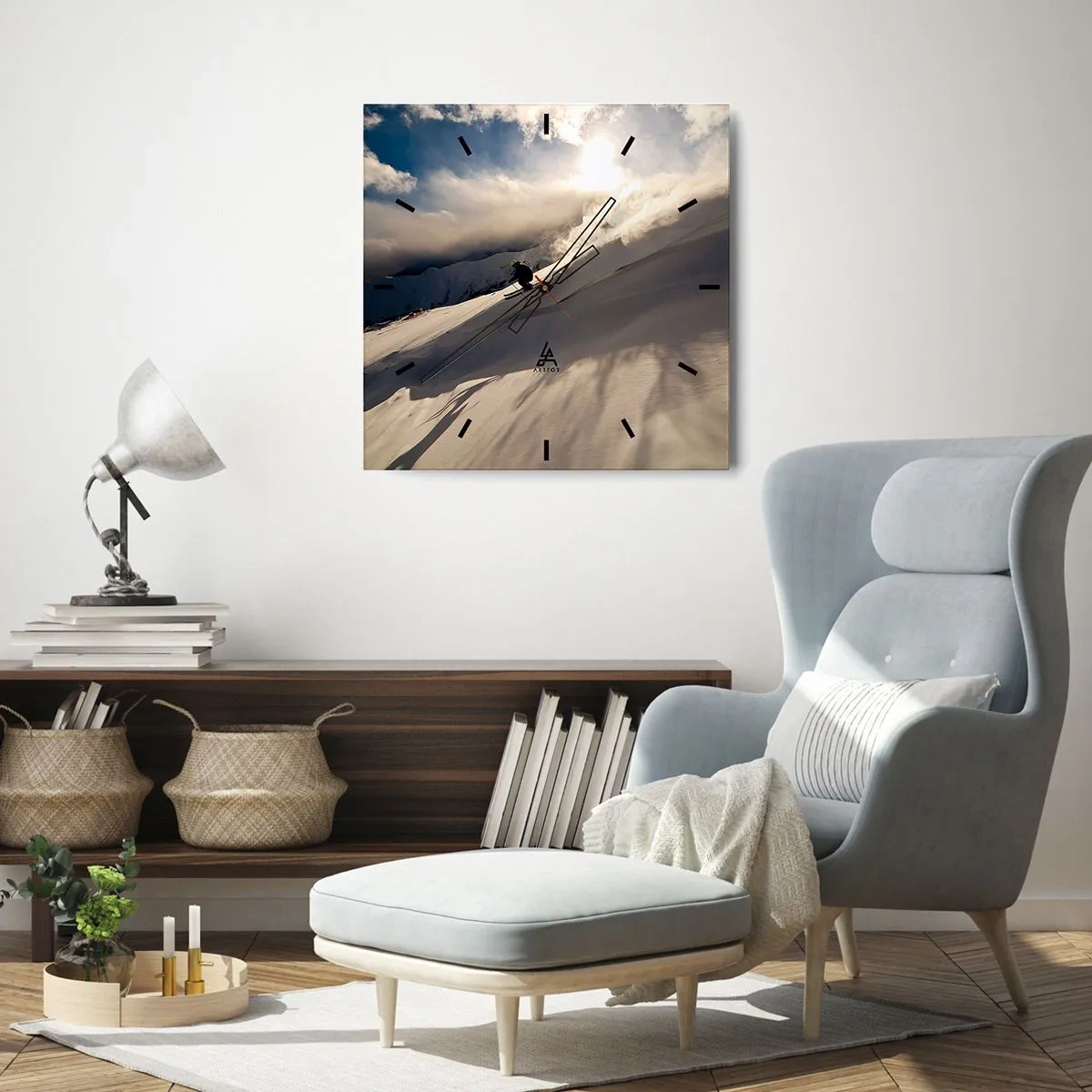 Wanduhr - Glasuhr - Bergherausforderung angenommen - 40x40 cm