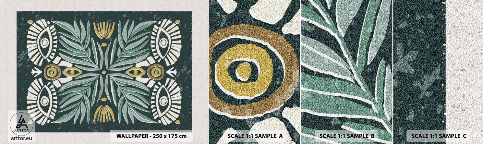 Fototapeten Muster Selbstklebend Deluxe Sticker - Wie ein Volksausschnitt - Boho, Muster, Botanik - 100x30 cm