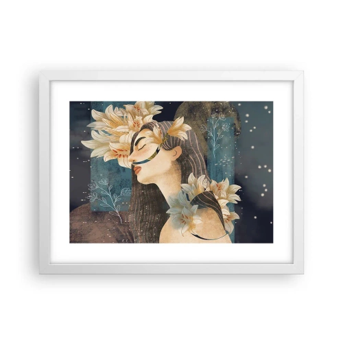 Poster in einem weißen Rahmen - Ein Märchen über eine Prinzessin mit Lilien - 40x30 cm