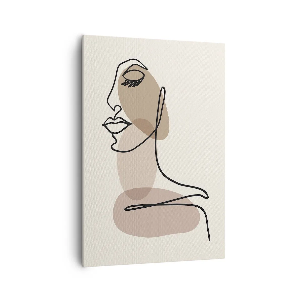 Bild auf Leinwand - Leinwandbild - Ein weibliches Profil im minimalistischen Line-Art-Stil - 70x100cm - Eine gewisse Linie der Schönheit - Moderne Wanddekoration für Wohnzimmer und Schlafzimmer ARTTOR
