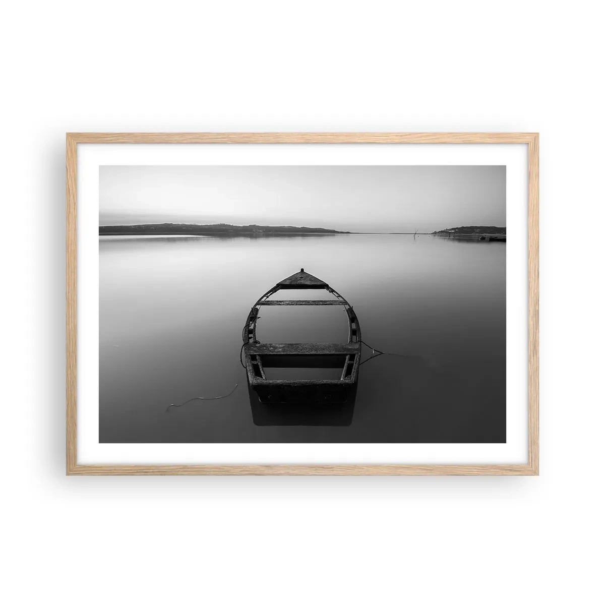 Poster in einem Rahmen aus heller Eiche - Sehnsucht und Melancholie - 70x50 cm