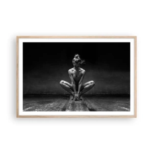 Poster in einem Rahmen aus heller Eiche - Konzentration der Tanzenergie - 91x61 cm