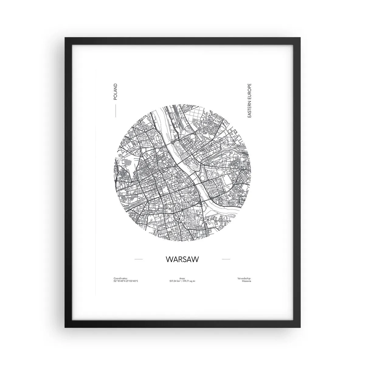 Poster in einem schwarzem Rahmen - Anatomie von Warschau - 40x50 cm