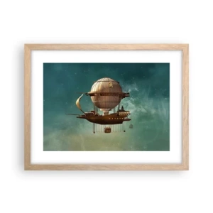 Poster in einem Rahmen aus heller Eiche - Jules Verne sagt Hallo - 40x30 cm