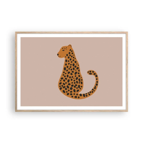 Poster in einem Rahmen aus heller Eiche - Leopardenmuster ist ein modisches Muster - 100x70 cm