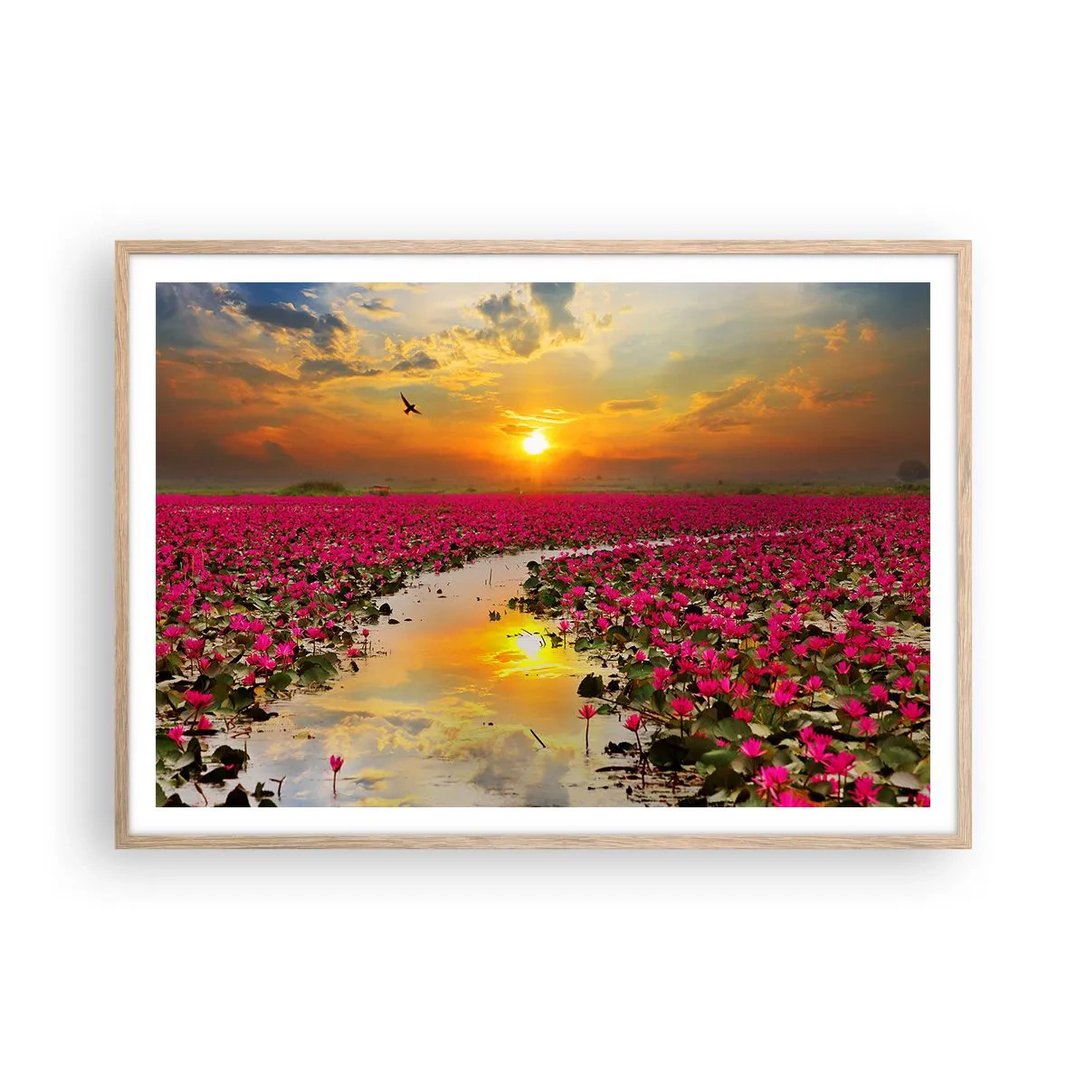 Poster in einem Rahmen aus heller Eiche - Das geheime Leben des Sees - 100x70 cm