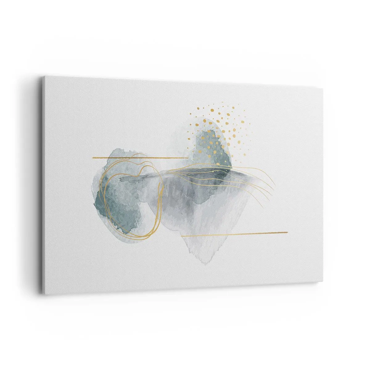 Bild auf Leinwand - Leinwandbild - Eine abstrakte Komposition in Türkis- und Goldtönen. - 120x80cm - Über das Verhältnis von Grau und Gold - Moderne Wanddekoration für Wohnzimmer und Schlafzimmer ARTTOR