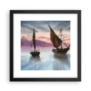 Poster in einem schwarzem Rahmen - Abend am Hafen - 30x30 cm