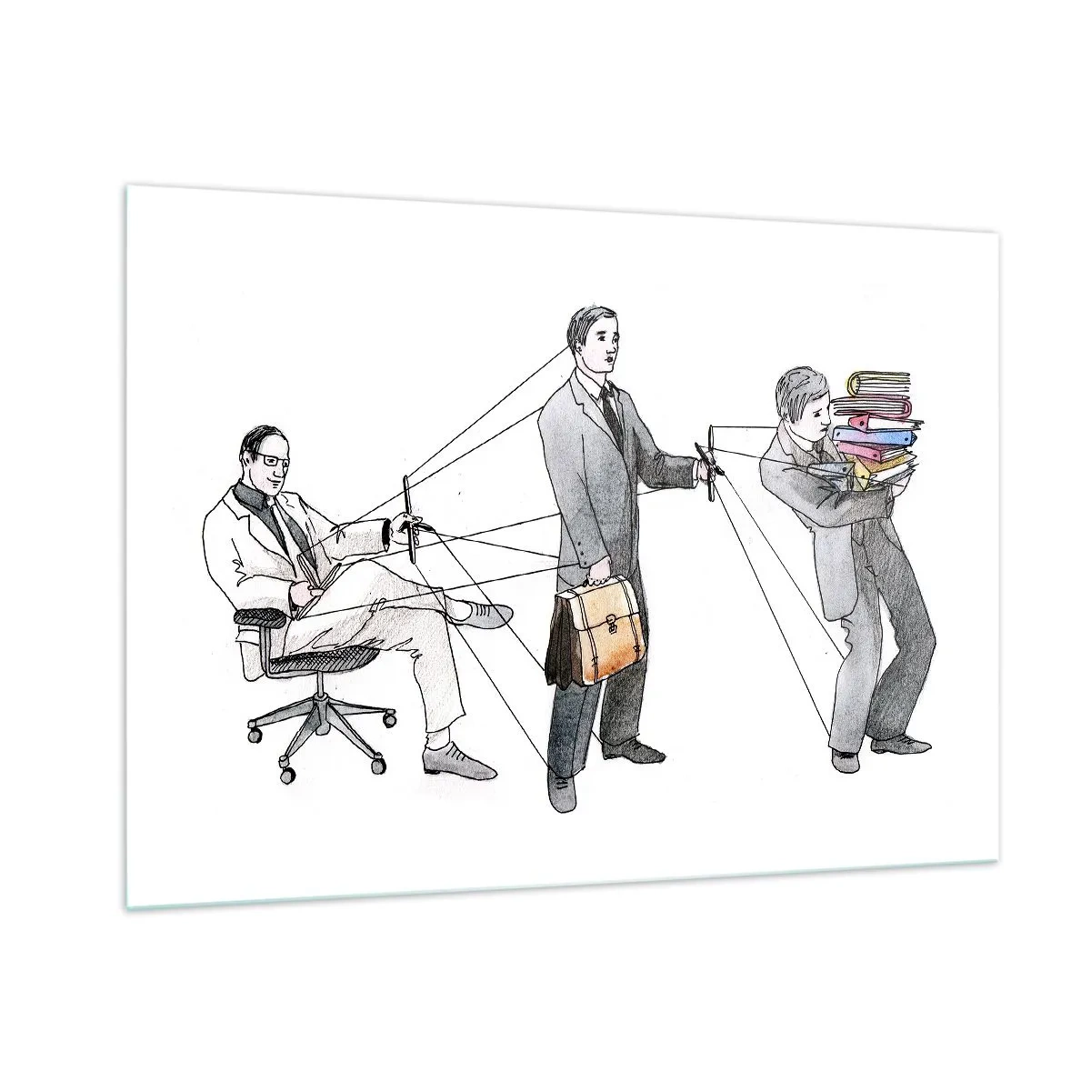Glasbild - Bild auf glas - Darstellung der Büroarbeitshierarchie - 100x70cm - Jeder hat seinen Meister - Moderne Wanddekoration für Wohnzimmer und Schlafzimmer ARTTOR
