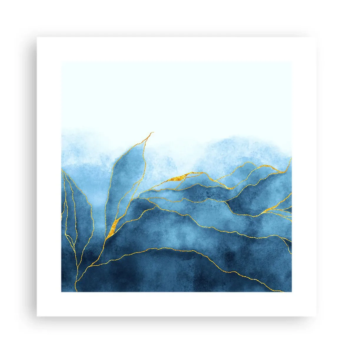Poster - Blau im Gold - 40x40 cm