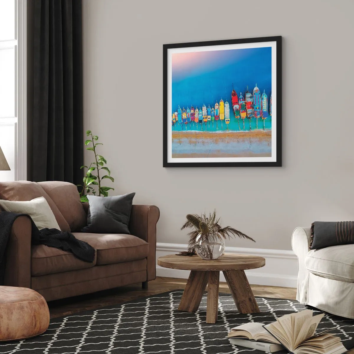 Poster in einem schwarzem Rahmen - Aus der Vogelperspektive - 40x40 cm