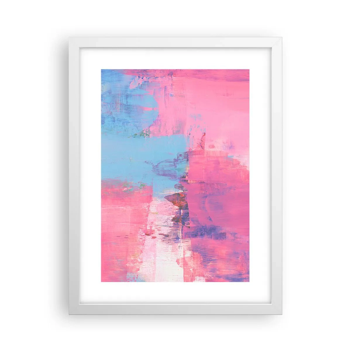 Poster in einem weißen Rahmen - Rosa, Blau und eine Prise Licht - 30x40 cm