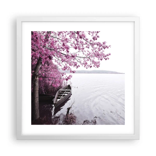 Poster in einem weißen Rahmen - In rosa Stille - 40x40 cm
