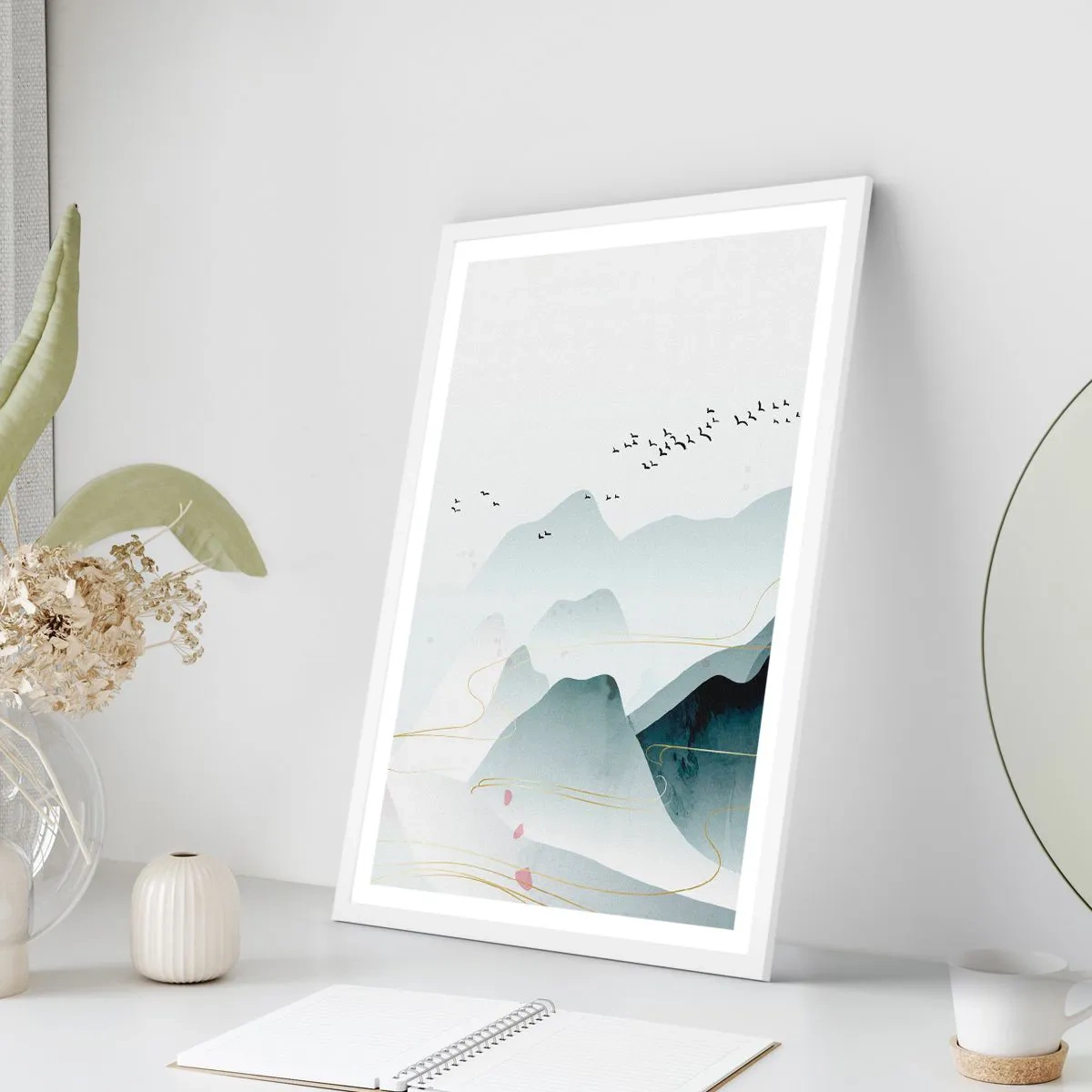 Poster in einem weißen Rahmen - Über die Gipfel - 30x40 cm